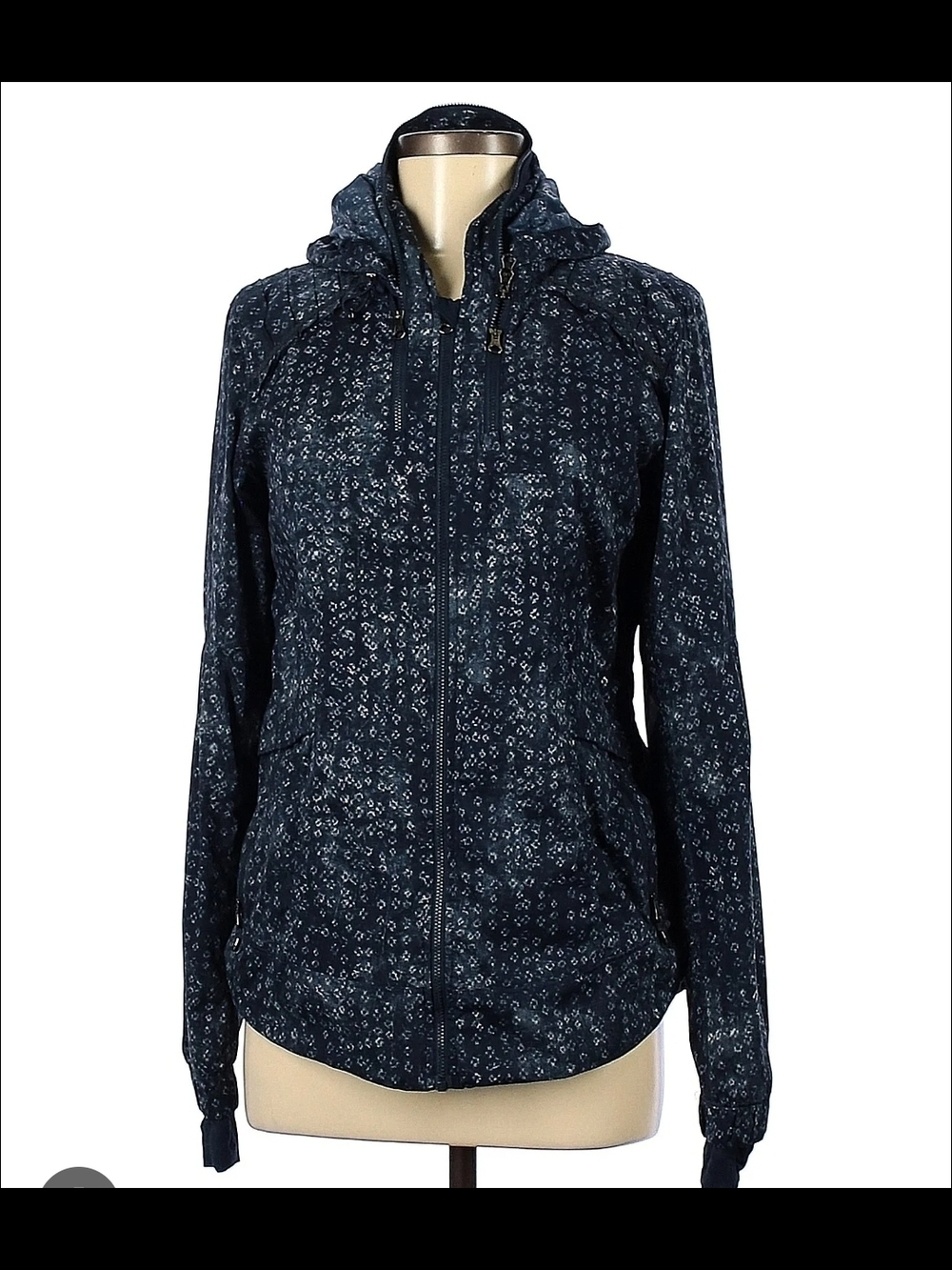 lululemon athletica Navy Patterned Hooded Bomber Jacket